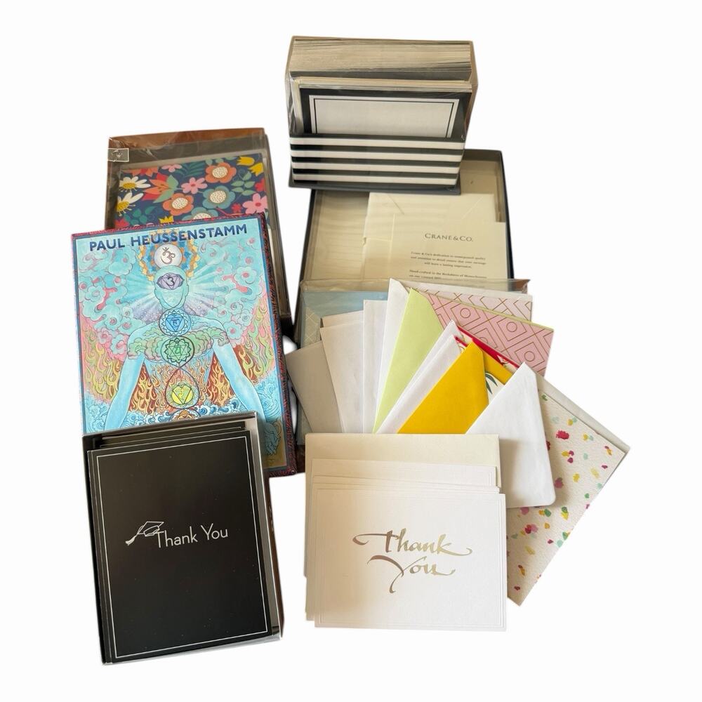 Boxed Thank You Notes Stationery Lot Crane & Co + Assorted Sets with Envelopes